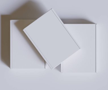Karton kutu beyaz renk 3D çizim çizimi