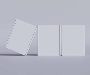 Karton kutu beyaz renk 3D çizim çizimi