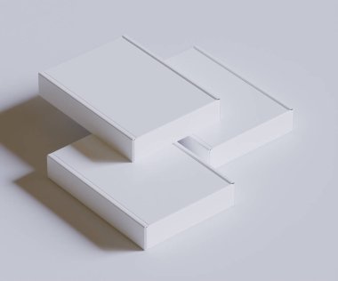 Karton kutu beyaz renk 3D çizim çizimi