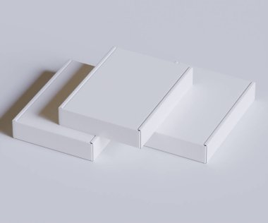 Karton kutu beyaz renk 3D çizim çizimi