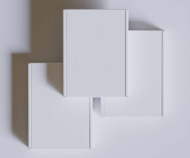 Karton kutu beyaz renk 3D çizim çizimi