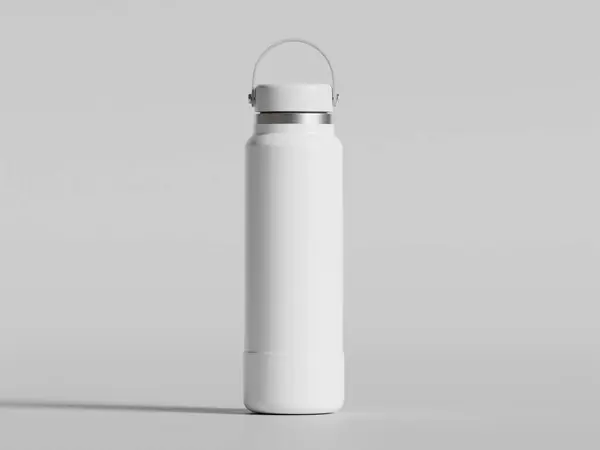 Gri arkaplanda yeniden kullanılabilir beyaz su şişesi gerçekçi görüntüsü