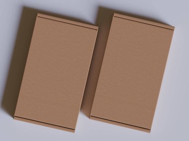 Kahverengi karton kutular hediye 3D resimleme