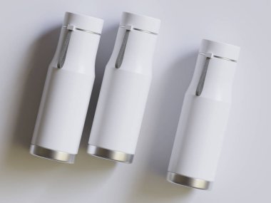 Termal Spor Su Şişe 3D Beyaz Boş Rengi Gri arkaplan