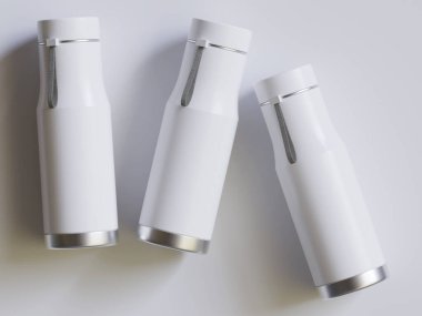 Termal Spor Su Şişe 3D Beyaz Boş Rengi Gri arkaplan