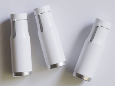 Termal Spor Su Şişe 3D Beyaz Boş Rengi Gri arkaplan