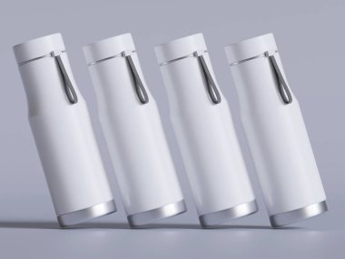 Termal Spor Su Şişe 3D Beyaz Boş Rengi Gri arkaplan