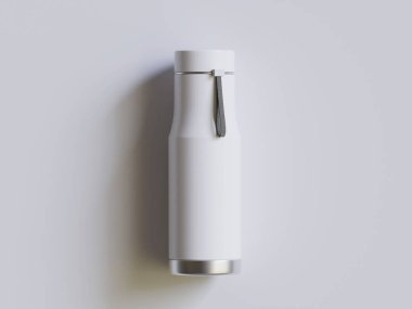 Termal Spor Su Şişe 3D Beyaz Boş Rengi Gri arkaplan