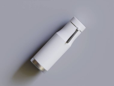 Termal Spor Su Şişe 3D Beyaz Boş Rengi Gri arkaplan