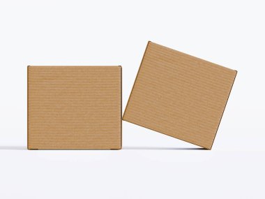 beyaz arkaplanda karton kutu, ambalaj modellemesi için elverişli - üç boyutlu resimleme