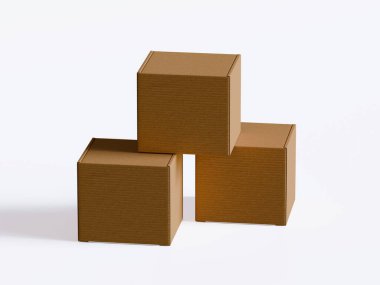 beyaz arkaplanda karton kutu, ambalaj modellemesi için elverişli - üç boyutlu resimleme