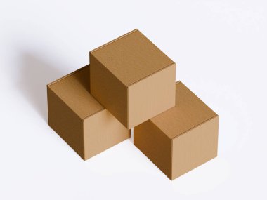 beyaz arkaplanda karton kutu, ambalaj modellemesi için elverişli - üç boyutlu resimleme