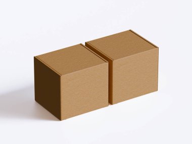 beyaz arkaplanda karton kutu, ambalaj modellemesi için elverişli - üç boyutlu resimleme