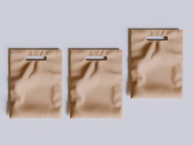 Kahverengi Fırın Paketleme Kağıt Çantası Model 3D Gri zemin üzerine hazırlanmıştır