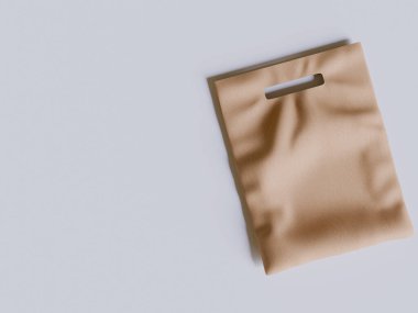 Kahverengi Fırın Paketleme Kağıt Çantası Model 3D Gri zemin üzerine hazırlanmıştır