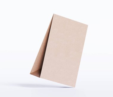 Kraft kağıt besin torbası paketleme taklit kahverengi renk 3D ISOLATED 'i beyaz arkaplanda oluşturma