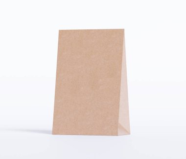 Kraft kağıt besin torbası paketleme taklit kahverengi renk 3D ISOLATED 'i beyaz arkaplanda oluşturma