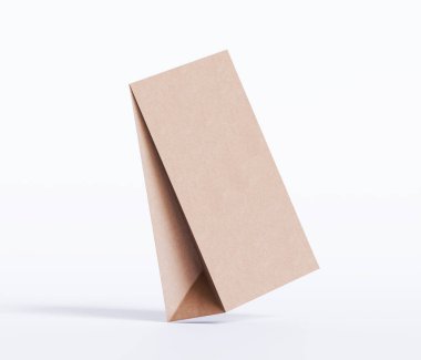 Kraft kağıt besin torbası paketleme taklit kahverengi renk 3D ISOLATED 'i beyaz arkaplanda oluşturma