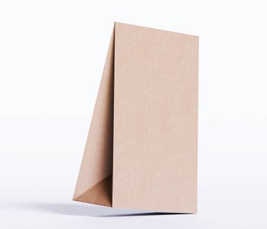 Kraft kağıt besin torbası paketleme taklit kahverengi renk 3D ISOLATED 'i beyaz arkaplanda oluşturma