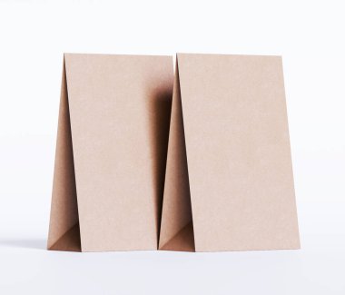 Kraft kağıt besin torbası paketleme taklit kahverengi renk 3D ISOLATED 'i beyaz arkaplanda oluşturma