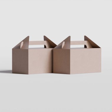 Gri arkaplan üzerinde izole edilmiş karton beyaz kutu kutuları model koleksiyonu için