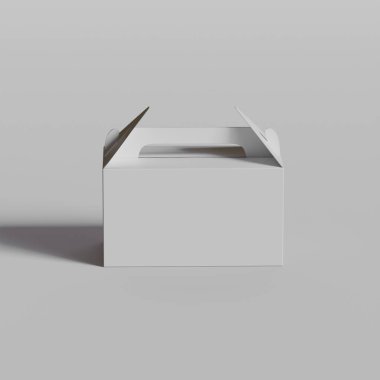 Gri arkaplan üzerinde izole edilmiş karton beyaz kutu kutuları model koleksiyonu için