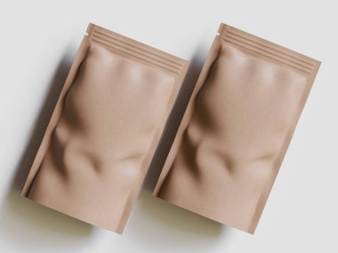 Gri arkaplanda Kağıt Kese Paketleme Model Tasarımı