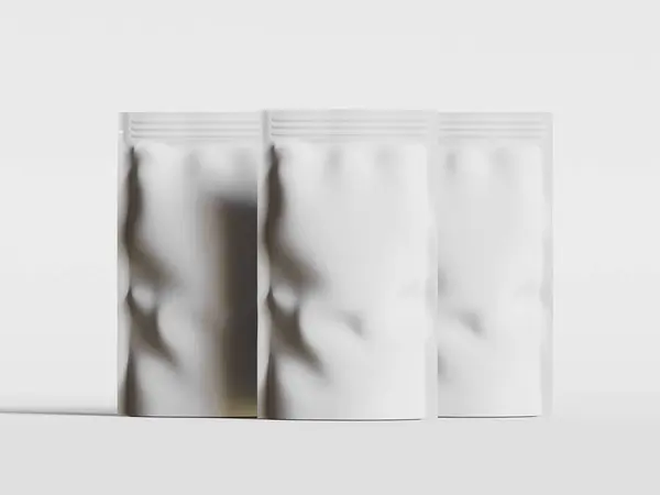 stock image Paper Pouch Packaging MockUp white color isolated on gray background