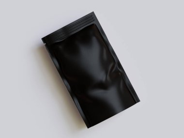 Gri arka planda siyah çanta modeli.