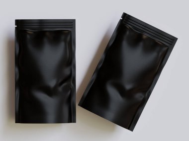 Gri arka planda siyah çanta modeli.