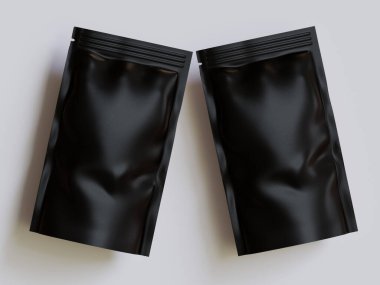 Gri arka planda siyah çanta modeli.