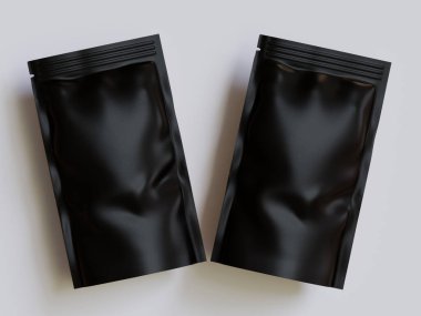 Gri arka planda siyah çanta modeli.