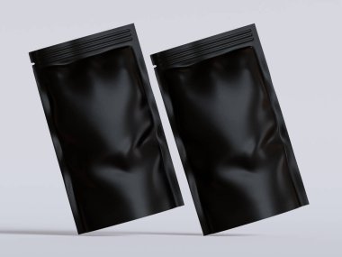 Gri arka planda siyah çanta modeli.