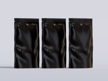 Gri arka planda siyah çanta modeli.