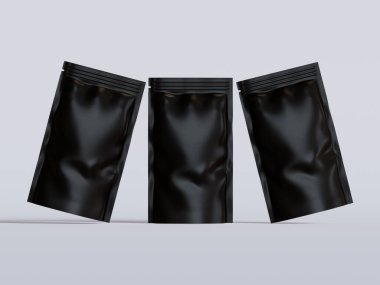 Gri arka planda siyah çanta modeli.