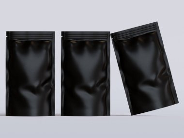 Gri arka planda siyah çanta modeli.