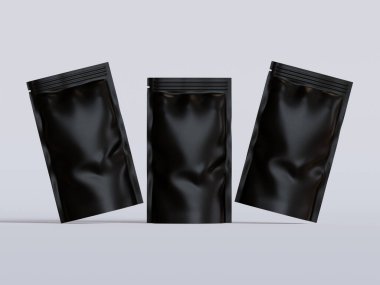 Gri arka planda siyah çanta modeli.