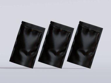 Gri arka planda siyah çanta modeli.