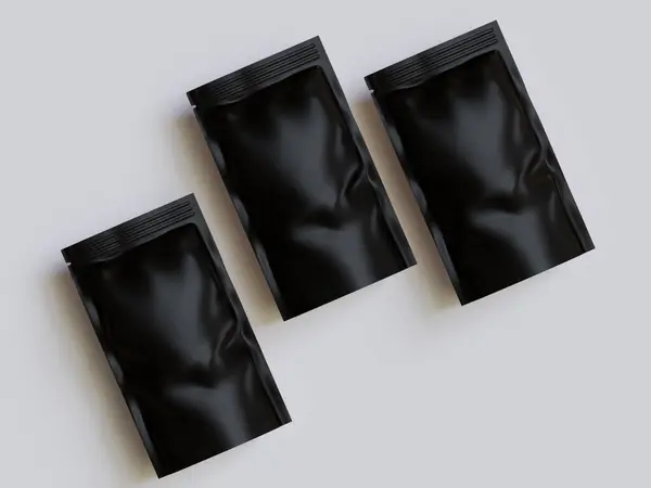 stock image Black pouch bag mockup on grey background