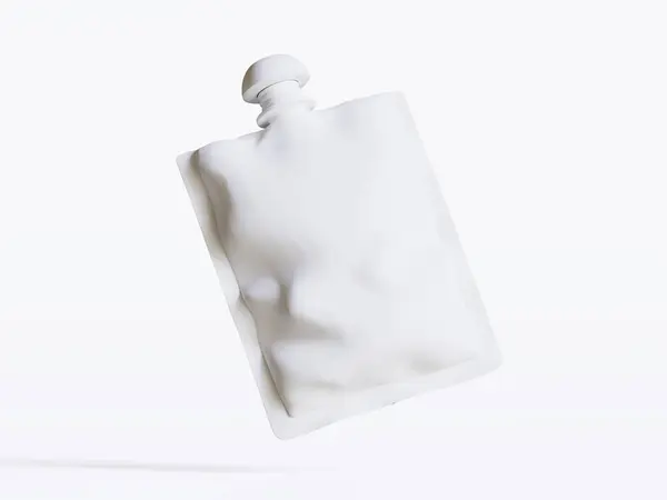 Boş yemek paketi ya da Sachet Sachet Poşeti ve Spout Lid. Model yap, Şablon. Görüntü Beyaz Arkaplanda İzole Edildi