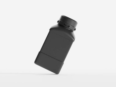 Plastik Laboratuvarı Kimyasal Reaktör Şişe siyah renk ve beyaz arkaplan üzerinde izole