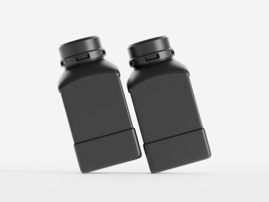 Plastik Laboratuvarı Kimyasal Reaktör Şişe siyah renk ve beyaz arkaplan üzerinde izole