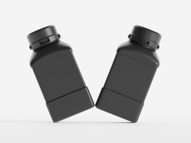 Plastik Laboratuvarı Kimyasal Reaktör Şişe siyah renk ve beyaz arkaplan üzerinde izole