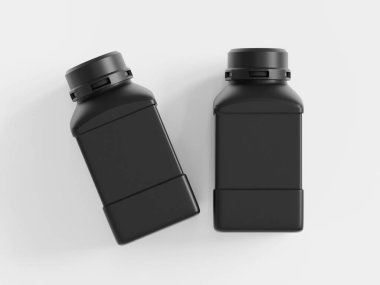 Plastik Laboratuvarı Kimyasal Reaktör Şişe siyah renk ve beyaz arkaplan üzerinde izole