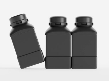 Plastik Laboratuvarı Kimyasal Reaktör Şişe siyah renk ve beyaz arkaplan üzerinde izole