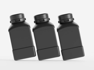 Plastik Laboratuvarı Kimyasal Reaktör Şişe siyah renk ve beyaz arkaplan üzerinde izole