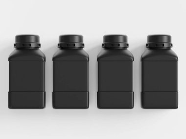 Plastik Laboratuvarı Kimyasal Reaktör Şişe siyah renk ve beyaz arkaplan üzerinde izole