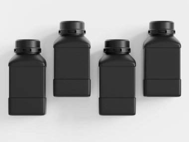 Plastik Laboratuvarı Kimyasal Reaktör Şişe siyah renk ve beyaz arkaplan üzerinde izole