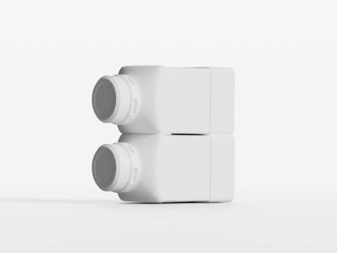 Plastik Laboratuvarı Kimyasal Reaktör Şişe beyaz renk ve beyaz arkaplan üzerinde izole