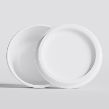 Arka planda izole edilmiş fast food ya da atıştırmalıklar için paket servisi. 3d resimleme